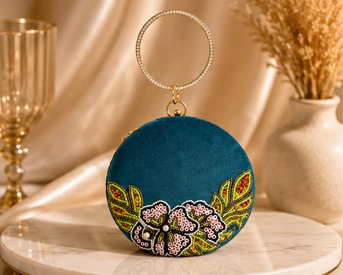 Azzurra Teal Circle Bag