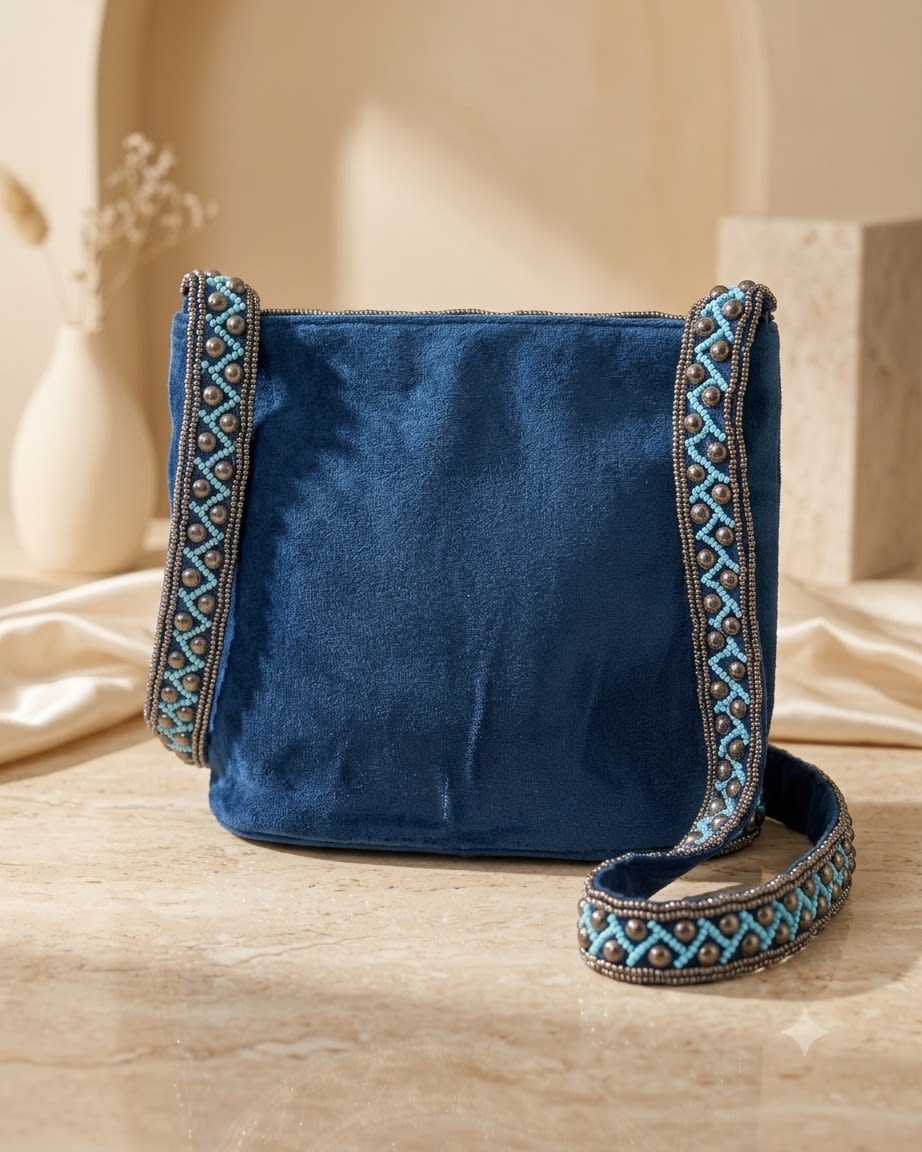 Rosetta Navy Medallion Clutch