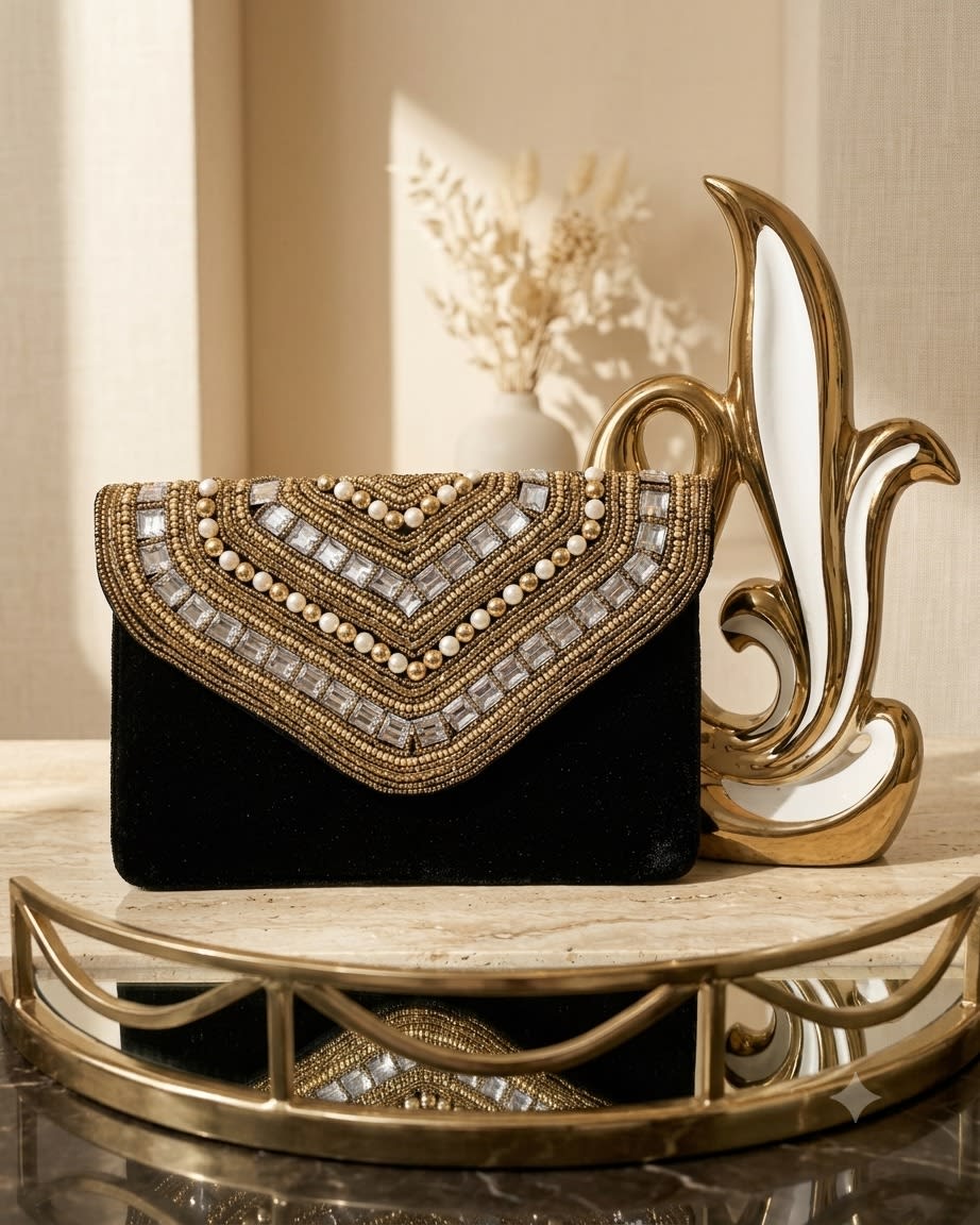 Chiara Crystal Chevron Clutch