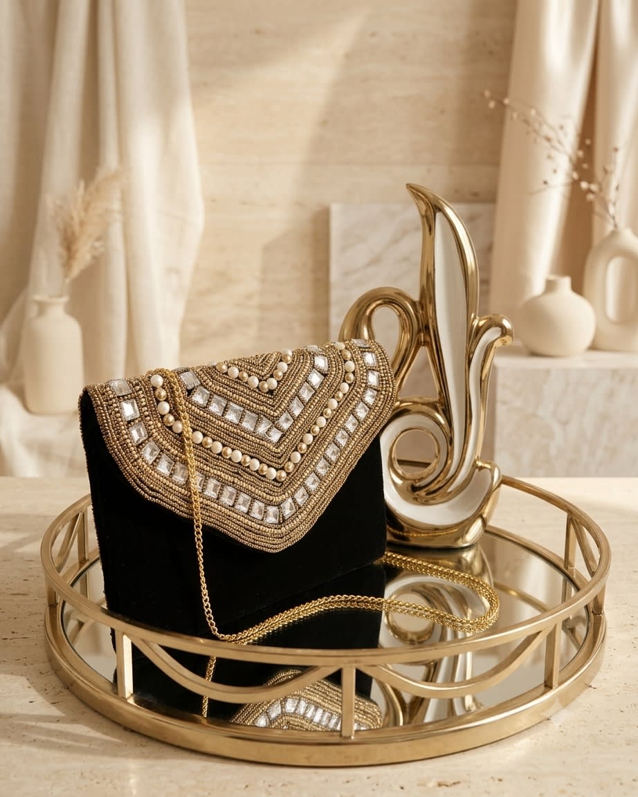 Chiara Crystal Chevron Clutch