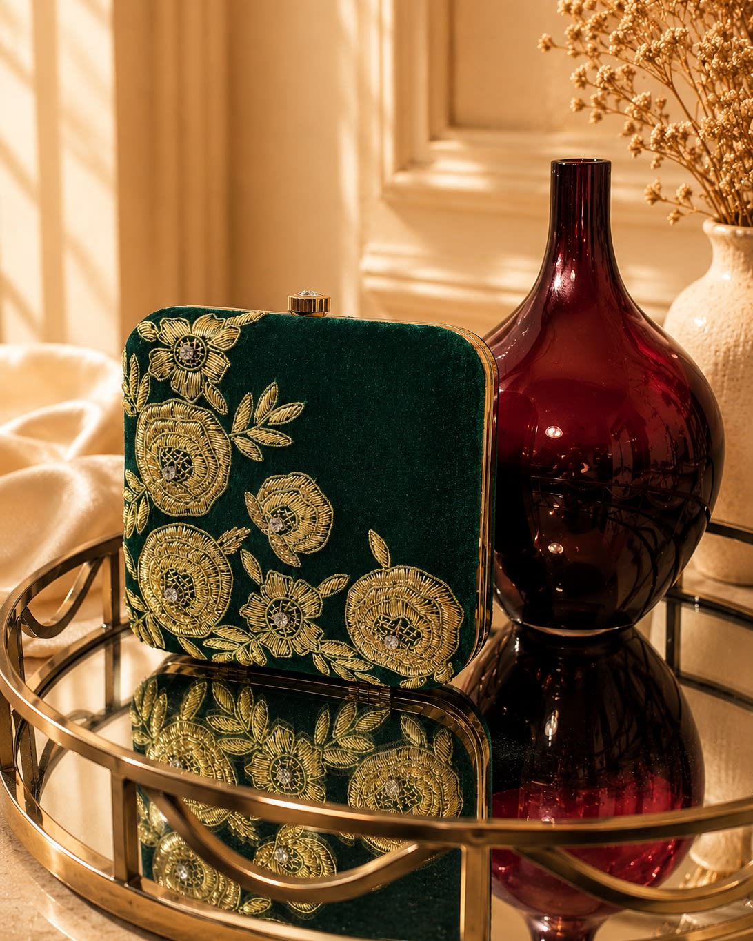 Rosalia Emerald Clutch