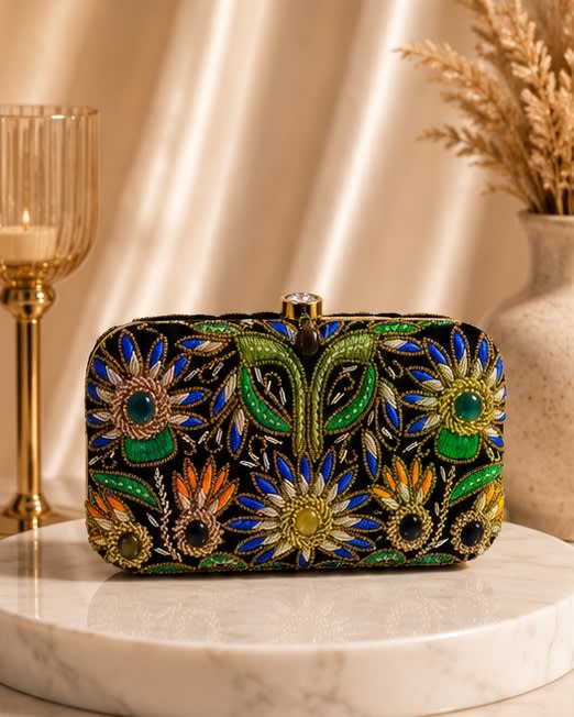 Pavone Noir Box Clutch