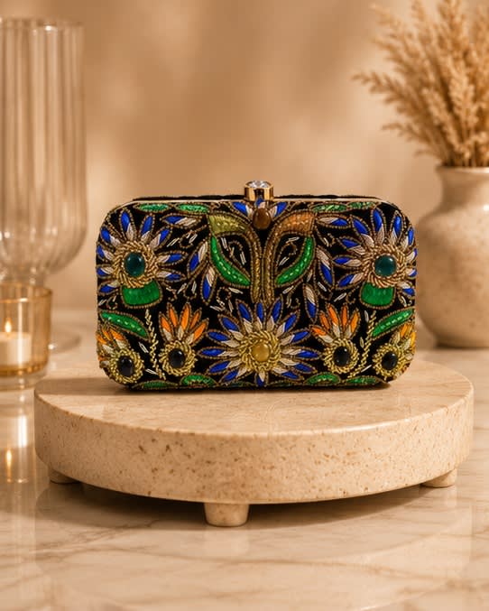 Pavone Noir Box Clutch