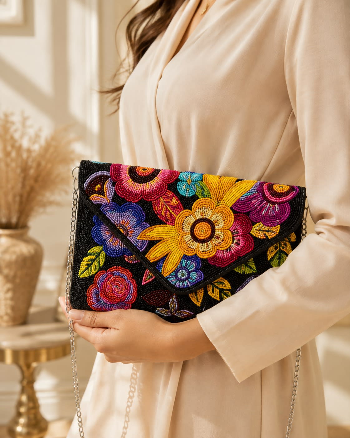 Fiore Noir Envelope Clutch