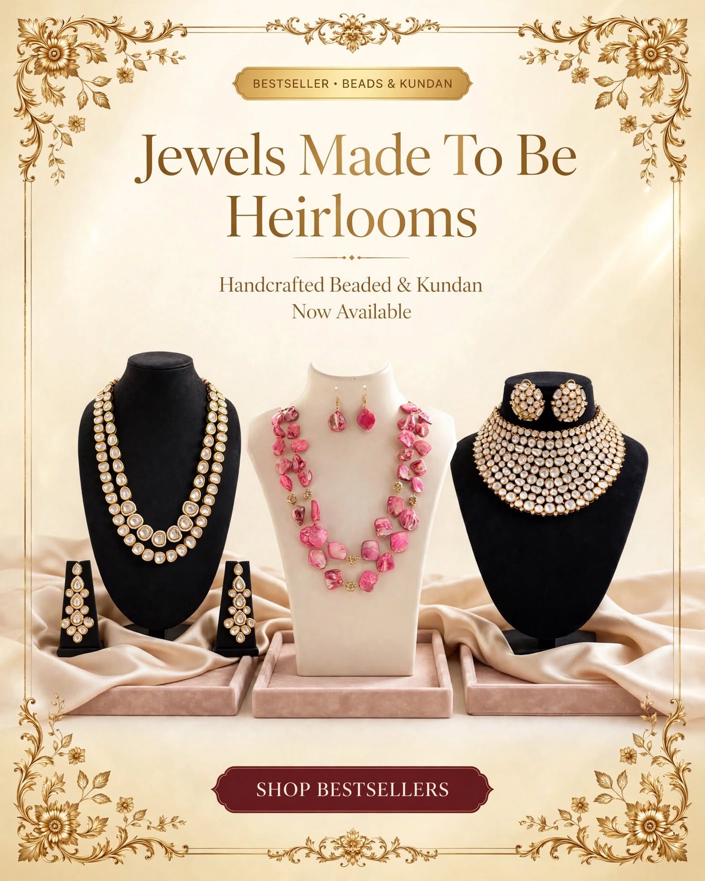 Jewels made to be heirlooms — handcrafted beaded and kundan necklaces. Shop bestsellers.